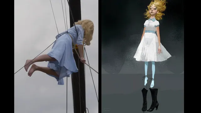 Ella Purnell appearing in a split screen image from a fantasy film.