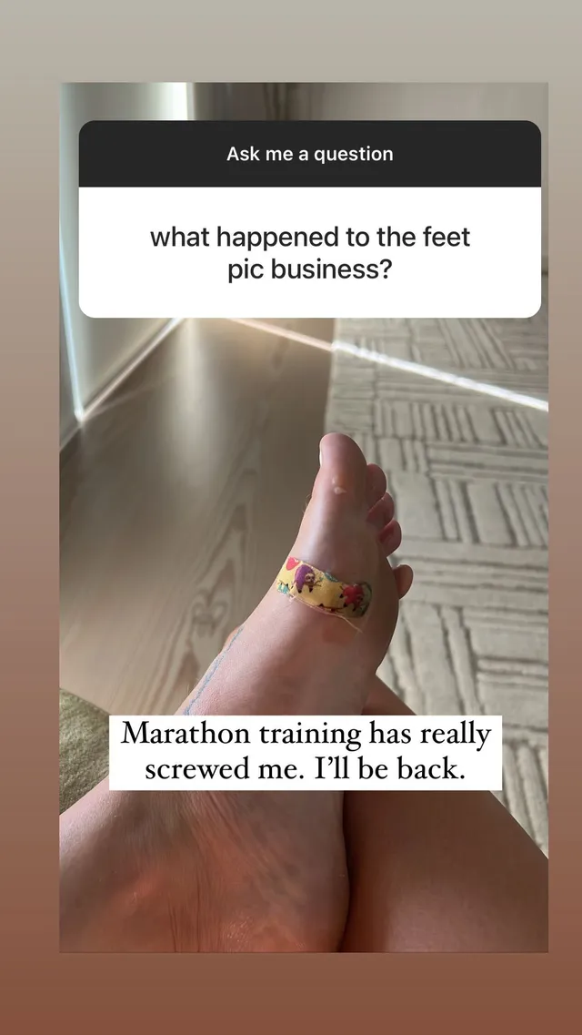Claire Holt a close-up of a bandaged toe.