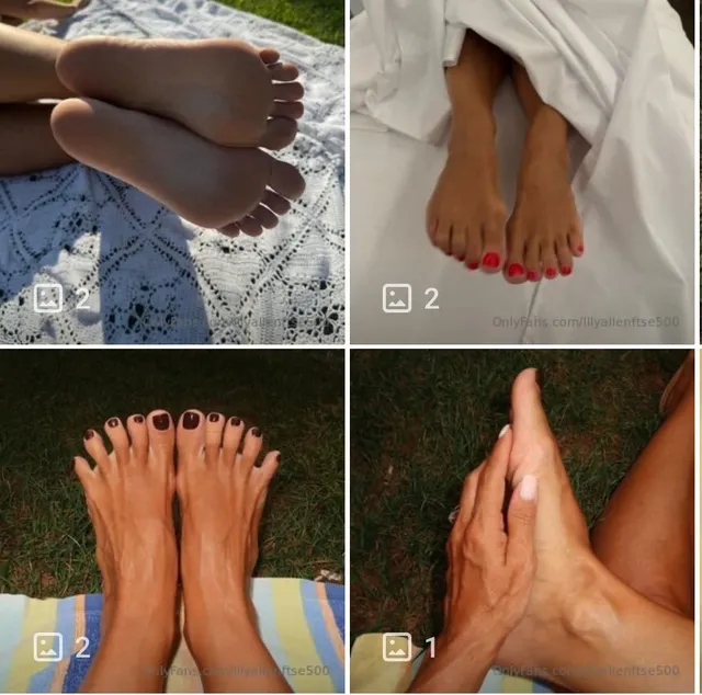 Lily Allen showing a collage of bare feet and soles.