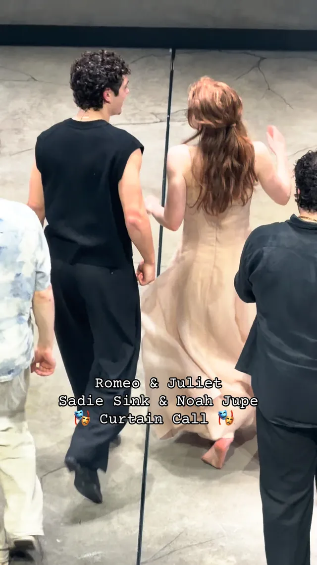 Sadie Sink walking barefoot onstage in a theatrical scene.