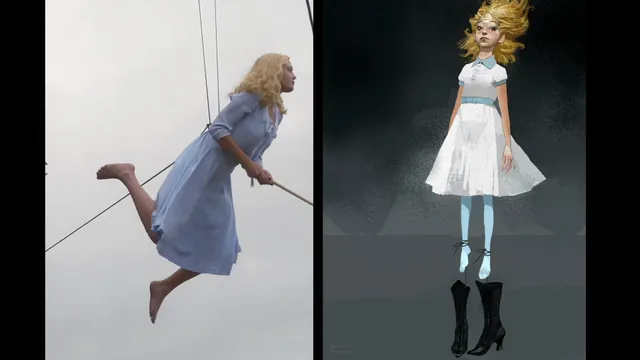 Ella Purnell appearing in a split view of a fantasy screen scene.