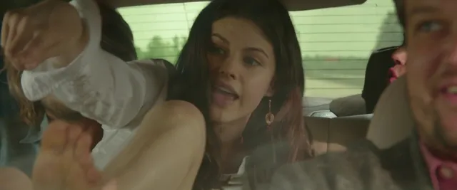 Alexandra Daddario a close view of her bare foot in a screen scene.