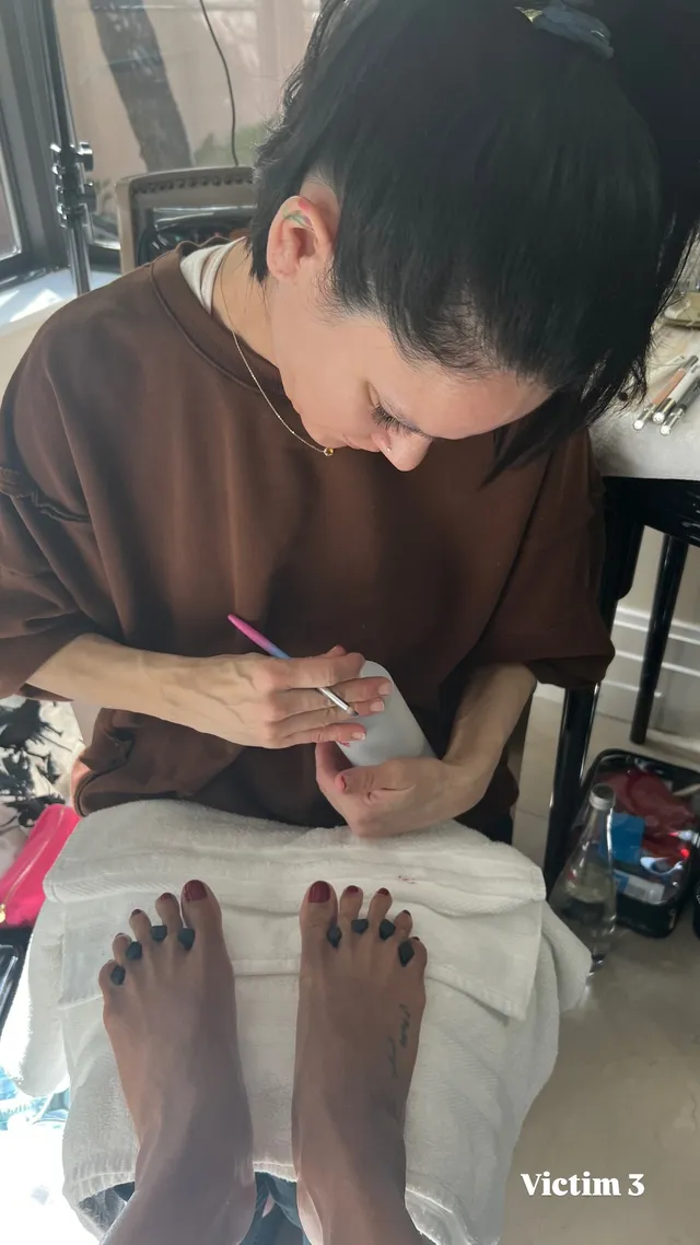 Zoe Saldaña having a pedicure in a private snapshot.