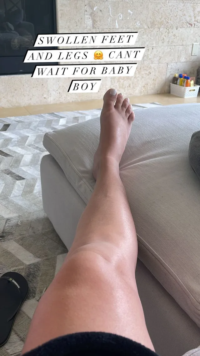 Adriana Lima resting a bare foot in a casual photo.