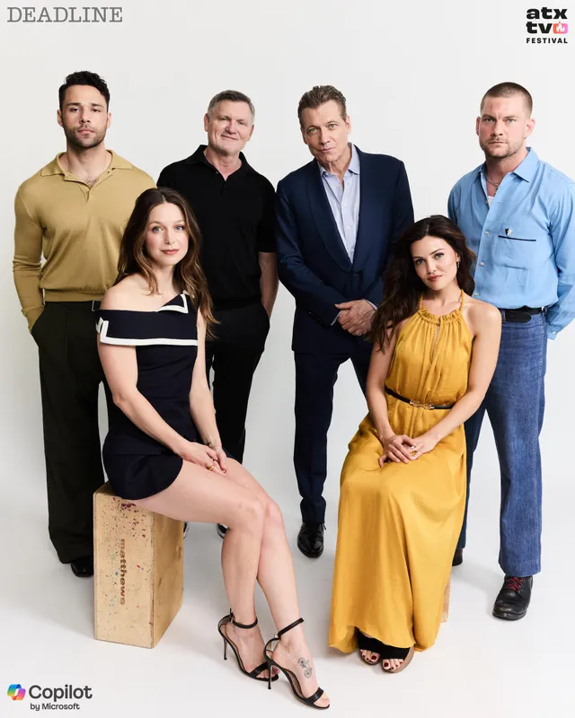 Danielle Campbell posing with cast members at a television festival.