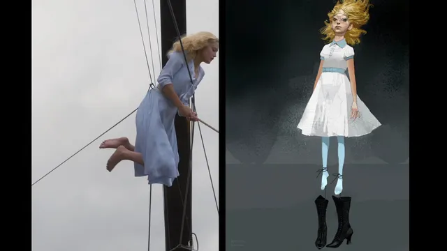Ella Purnell appearing as a floating character in a fantasy film.