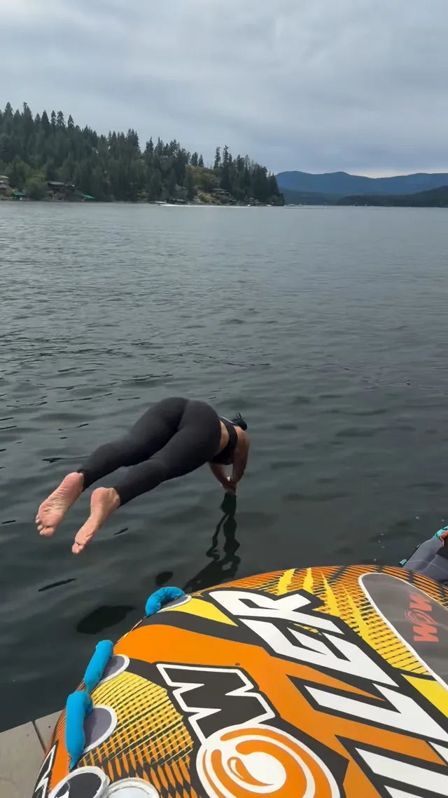 Kim Kardashian: diving barefoot into a lake from a boat.