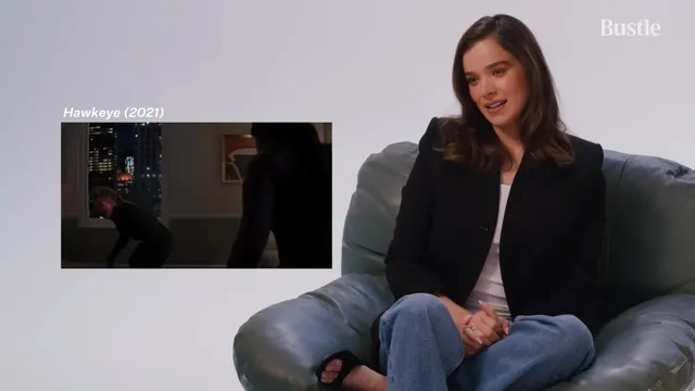 Hailee Steinfeld sitting in jeans during an interview.