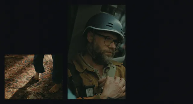Olivia Wilde appearing beside another person in a dimly lit film scene.