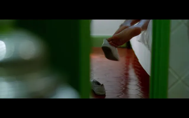 Deepika Padukone showing her bare foot during a close-up screen scene.